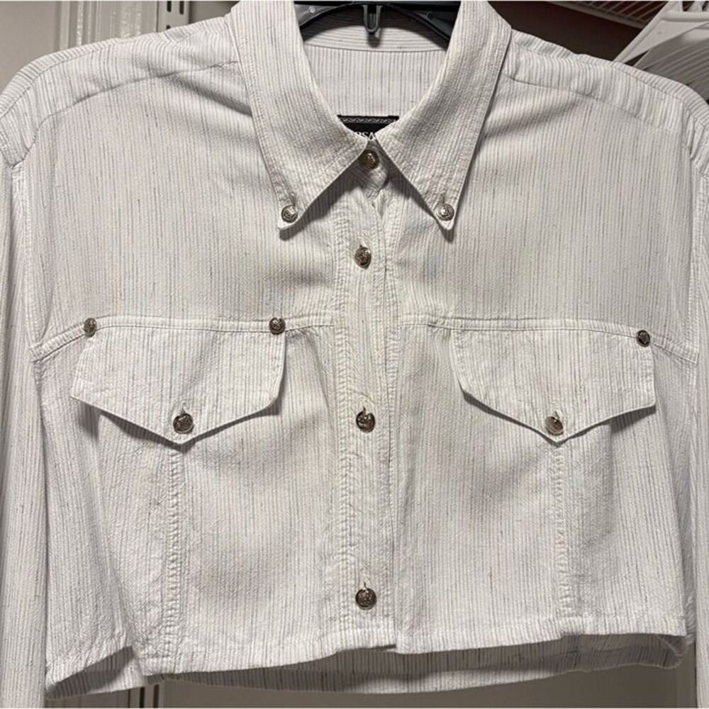 Vintage Versace Oxford Button Down Shirt Reworked Designer - Picture 6 of 10